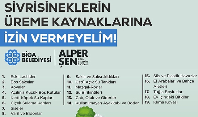 Biga Belediyesi'nden sivrisinek uyarısı: Üreme alanlarına karşı birlikte mücadele edelim