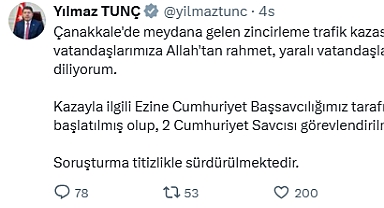 Adalet Bakanı Yılmaz Tunç Ezine'deki kazada adli soruşturma başlatıldığını açıkladı