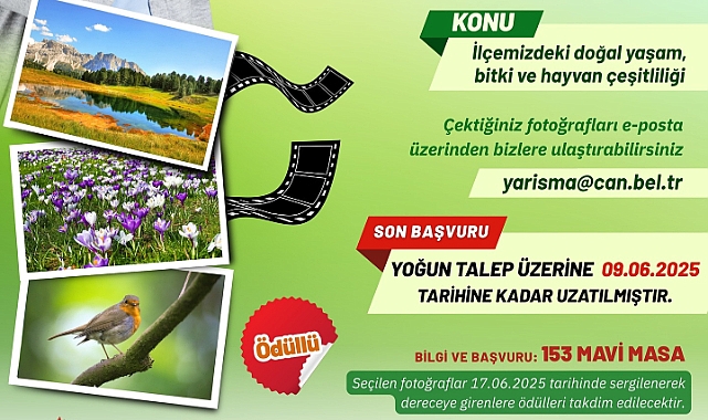Çan Biyoçeşitlilik Fotoğraf Yarışması uzatıldı