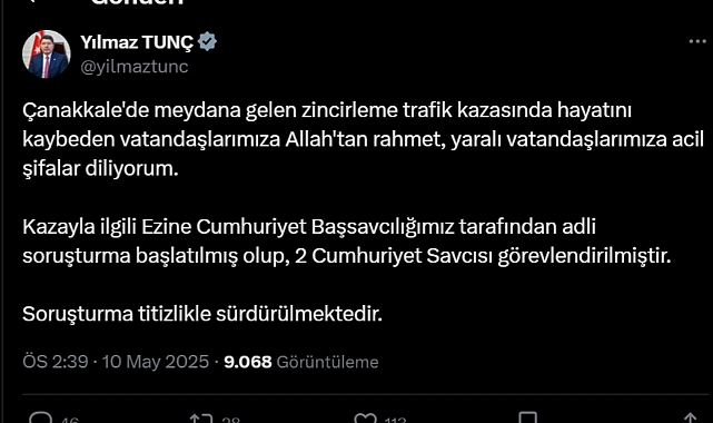 Çanakkale'de meydana gelen zincirleme trafik kazasında 2 Cumhuriyet Başsavcısı görevlendirildi