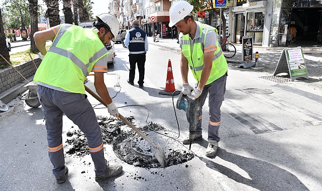 Cumhuriyet Bulvarı’ndaki  baca kapaklarında bakım ve onarım çalışması