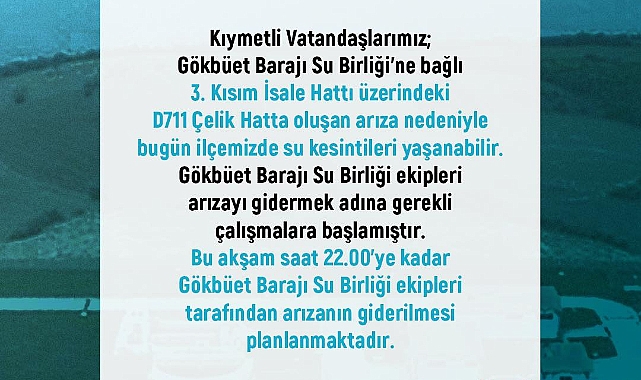 Gelibolu’da su kesintisi uyarısı!