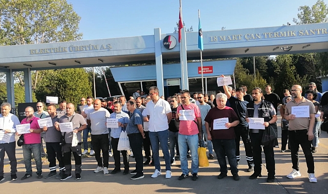 Çan Termik Santrali işçilerinden protesto