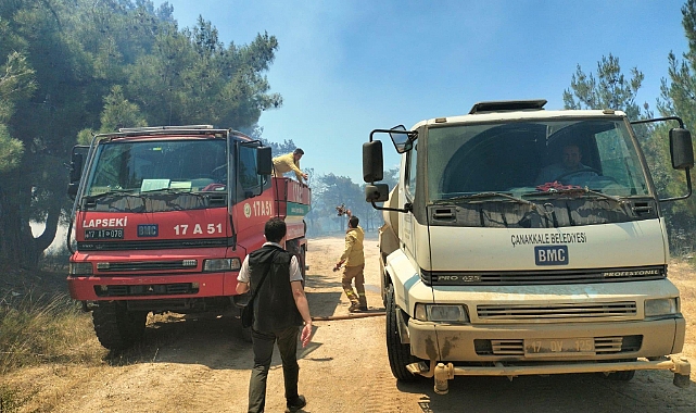 Çanakkale Belediyesi’nden yangın müdahalesine destek