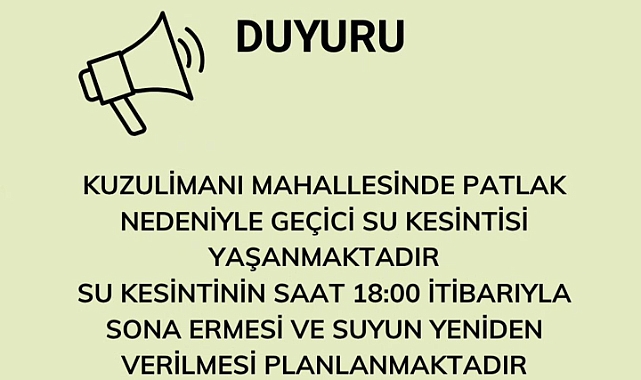 Kuzulimanı'nda su kesintisi