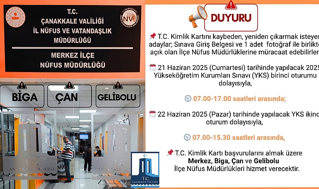 YKS sınav günlerinde nüfus müdürlükleri açık olacak