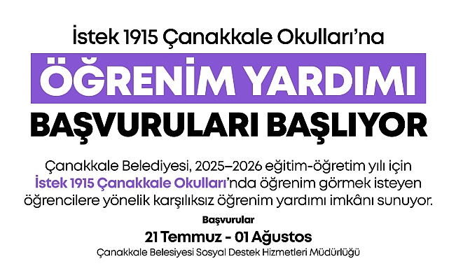 Çanakkale Belediyesi'nden İstek 1915 Çanakkale Okulları'na Öğrenim Yardımı