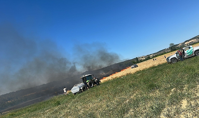 Çanakkale Eceabat Kocadere'de Anız Yangını! Havadan ve Karadan Müdahale Başladı
