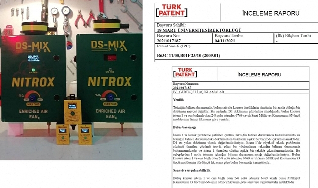 ÇOMÜ’lü akademisyenden Türkiye'de bir ilk: Nitrox Scuba Tüp Mikseri patenti tescillendi