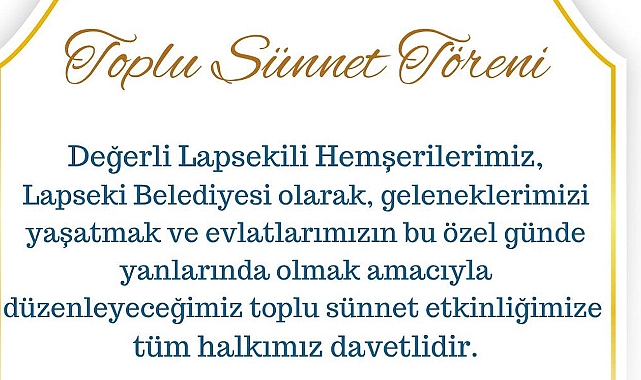 Lapseki'de toplu sünnet töreni başvuruları başladı