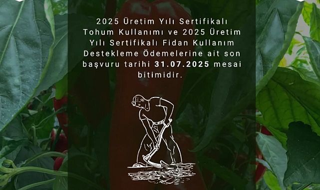 Sertifikalı tohum desteği başvurularında son tarih 31 Temmuz