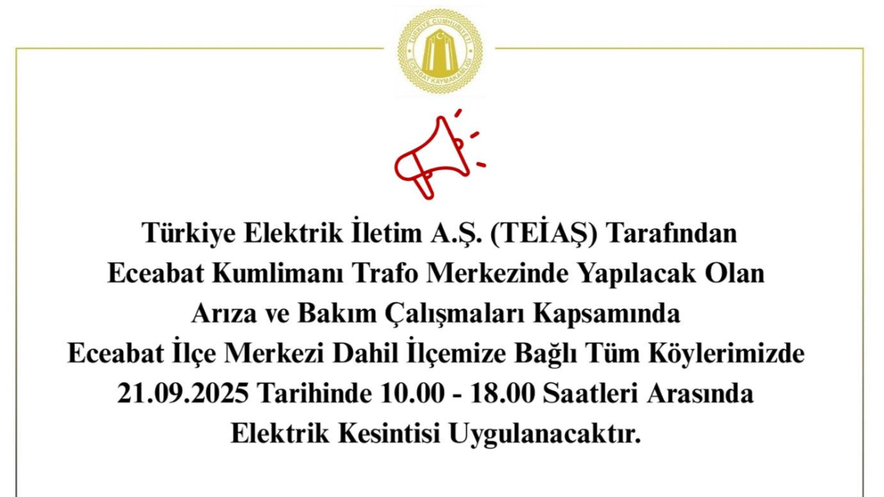 Eceabat'ta 8 saatlik elektrik kesintisi yaşanacak