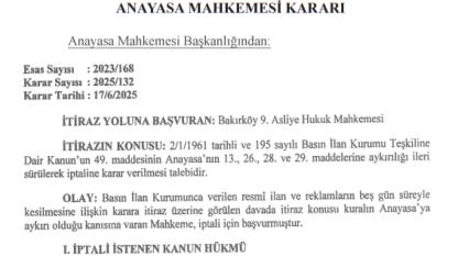 Anayasa Mahkemesinden Tarihi Hukuk Zaferi: Basın İlan Kurumunun "Muğlak" Yaptırım Aracı İptal Edildi