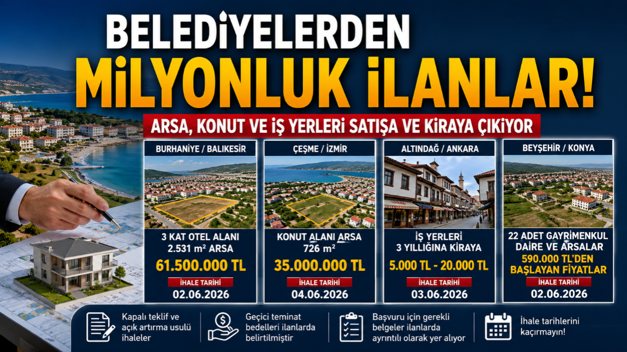 Belediyeler Peş Peşe Duyurdu! Milyonluk Arsa ve Dükkan İhaleleri Başlıyor