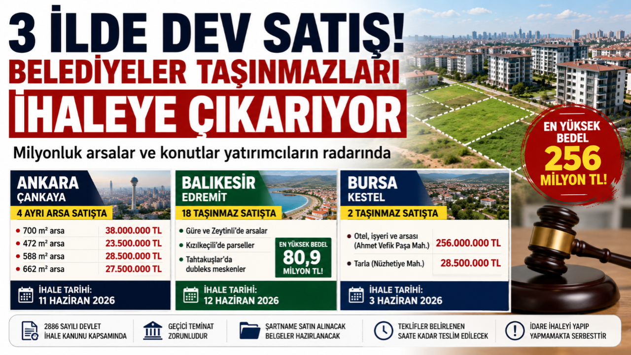 Milyonluk arsalar satışta! 3 ilde belediyeler düğmeye bastı: Fiyatlar dudak uçuklattı