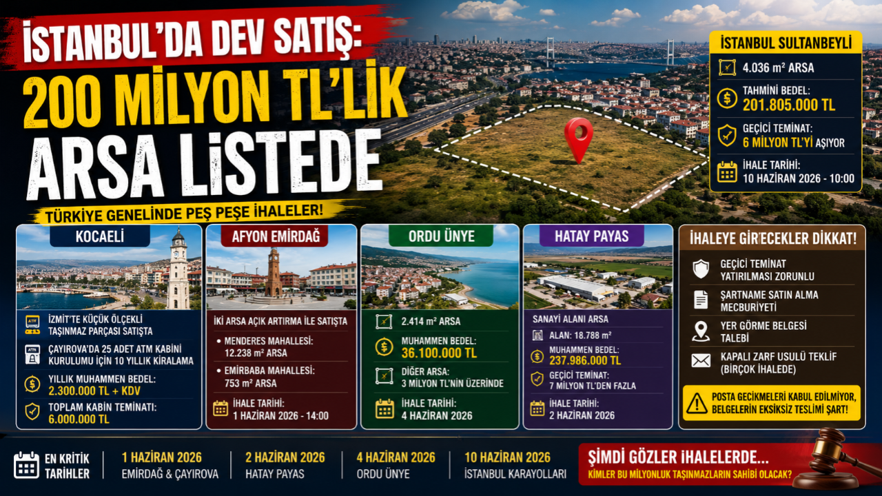 Milyonluk Arsalar Satışta! İstanbul’dan Hatay’a Dev İhale Listesi Açıklandı