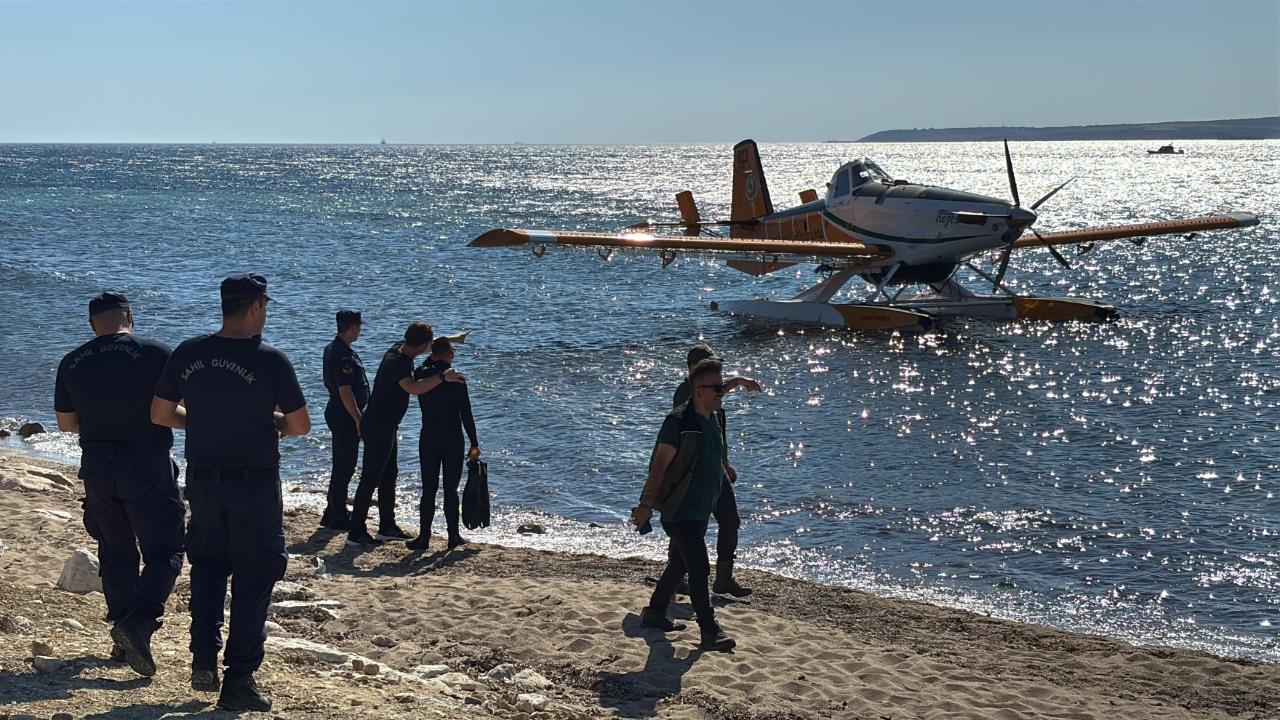 Ezine Yangınında Zor Anlar Yaşayarak Havalanamayan Uçak Güvenli Bölgeye Çekildi