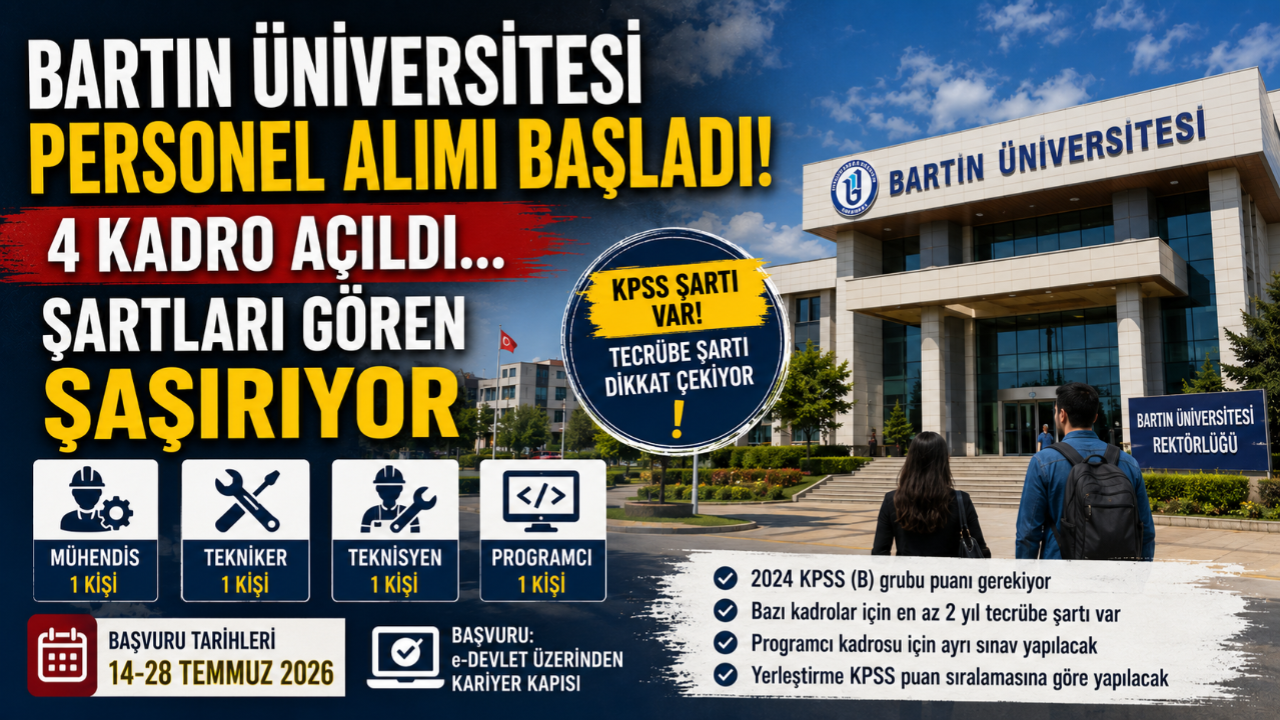 Bartın Üniversitesi Personel Alımı Başladı! 4 Kadro Açıldı…